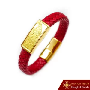 กำไลข้อมือเชือกหนัง ท้าวเวสสุวรรณ ทอง 96.5% - Image 4