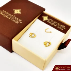 ต่างหู หัวใจคู่ ทองคำแท้ 75% น้ำหนัก 0.31 กรัม - Image 2