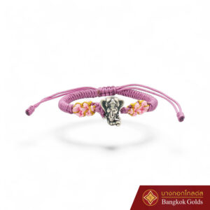 สร้อยข้อมือเงินพระพิฆเนศมหาเทพ ปรางค์เสด็จ ( ทอง 99.99% น้ำหนัก: 0.9-1 กรัม )