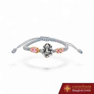 สร้อยข้อมือเงินพระพิฆเนศมหาเทพ ปรางค์ประทับ ( ทอง 99.99% น้ำหนัก: 0.9 - 1 กรัม )