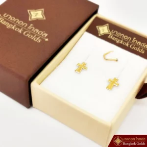 ต่างหู กางเขน ทองคำแท้ 75% น้ำหนัก 0.3 กรัม - Image 2