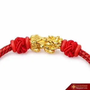 สร้อยข้อมือ ปี่เซียะเชือกเเดง ทองคำ 99.99% น้ำหนัก 0.3 กรัม *ทองแท้ - Image 2