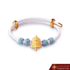 สร้อยข้อมือ ชาร์ม ท้าวเวสสุวรรณ ทองคำ 99.99% สายสีขาว-ฟ้า