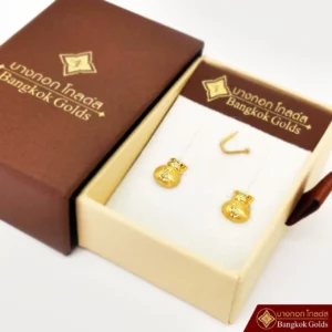 ต่างหู ถุงทอง ทองคำแท้ 75% น้ำหนัก 0.3 กรัม - Image 2