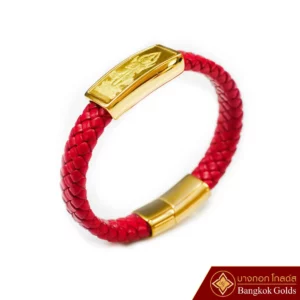 กำไลข้อมือเชือกหนัง ท้าวเวสสุวรรณ ทอง 96.5% - Image 5