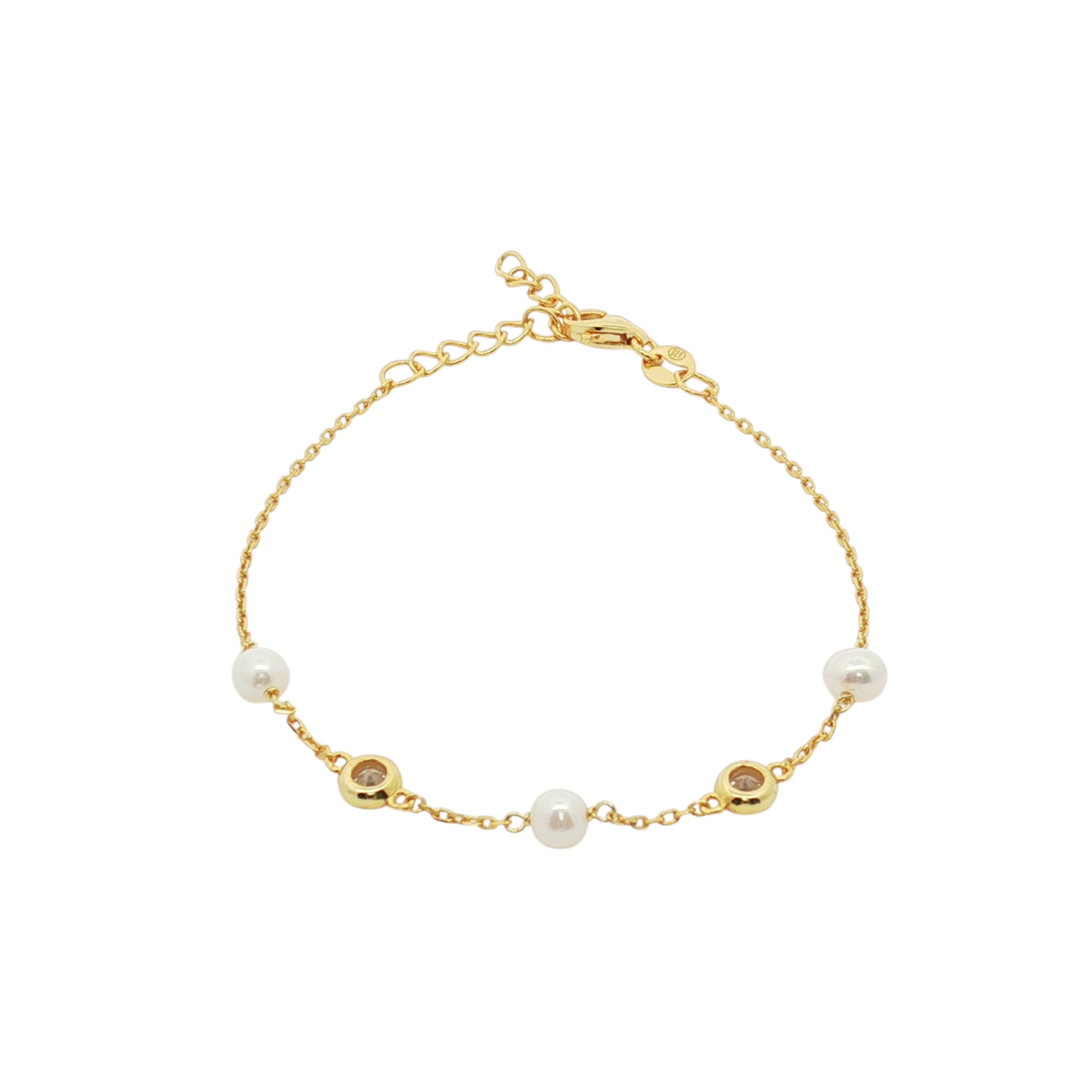 สร้อยข้อมือเงินชุบGงานมงคล ไข่มุก3CZ เปอร์เซ็น: งานเงิน 92.5%