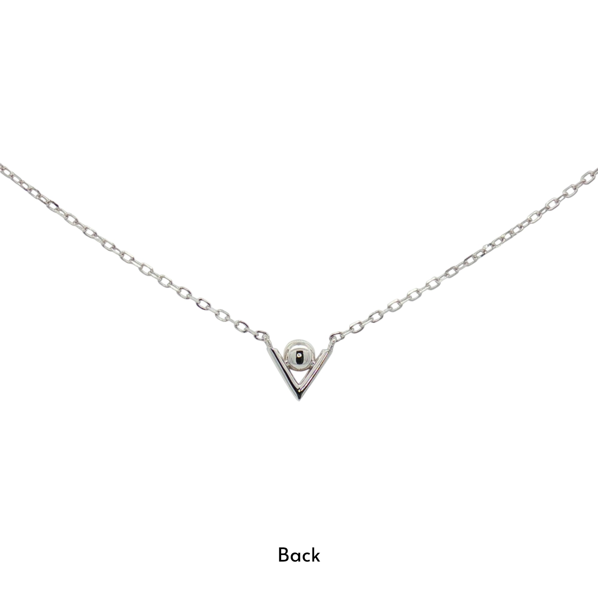 สร้อยคอเงินชุบโรเดียมงานมงคล ไข่มุก1CZ ตัวV เปอร์เซ็น: งานเงิน 92.5% - Image 2