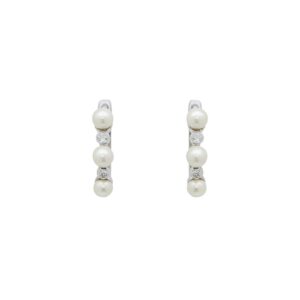 ต่างหูเงินชุบโรเดียมงานมงคล ห่วงไข่มุก5 เปอร์เซ็น: งานเงิน 92.5%