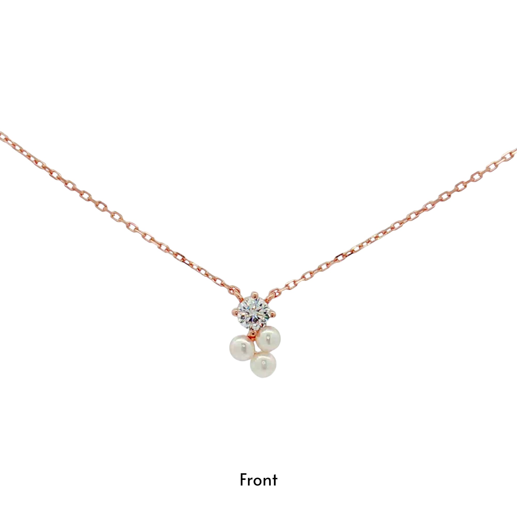 สร้อยคอเงินชุบPGงานมงคล ไข่มุก3CZ เปอร์เซ็น: งานเงิน 92.5%