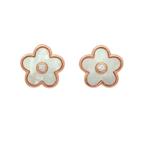 ต่างหูเงินชุบPGงานมงคล เปลือกหอยดอกไม้CZ เปอร์เซ็น: งานเงิน 92.5%