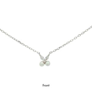 สร้อยคอเงินชุบโรเดียมงานมงคล ไข่มุก2CZ2 เปอร์เซ็น: งานเงิน 92.5%