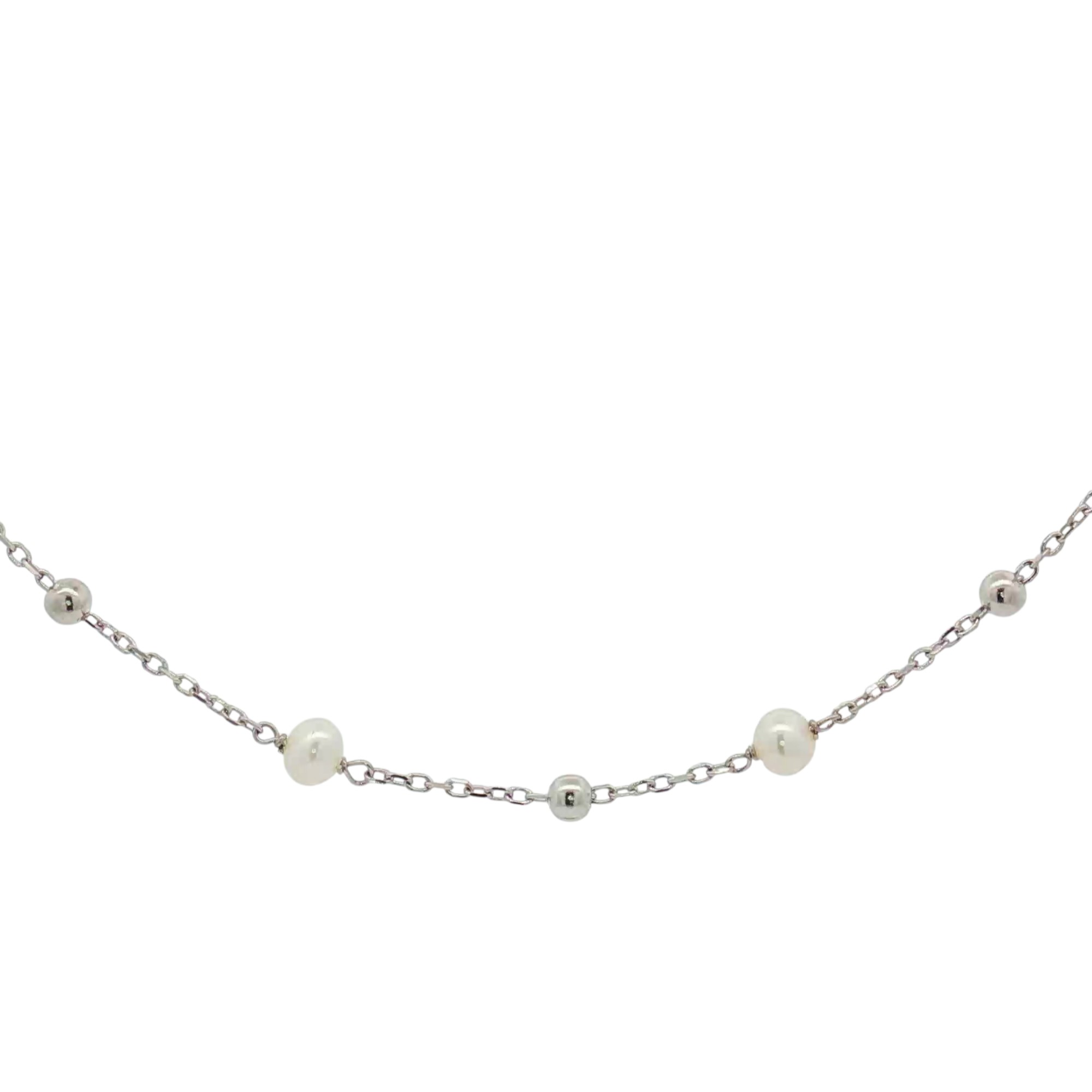 สร้อยคอเงินชุบโรเดียมงานมงคล ไข่มุก11 เปอร์เซ็น: งานเงิน 92.5%