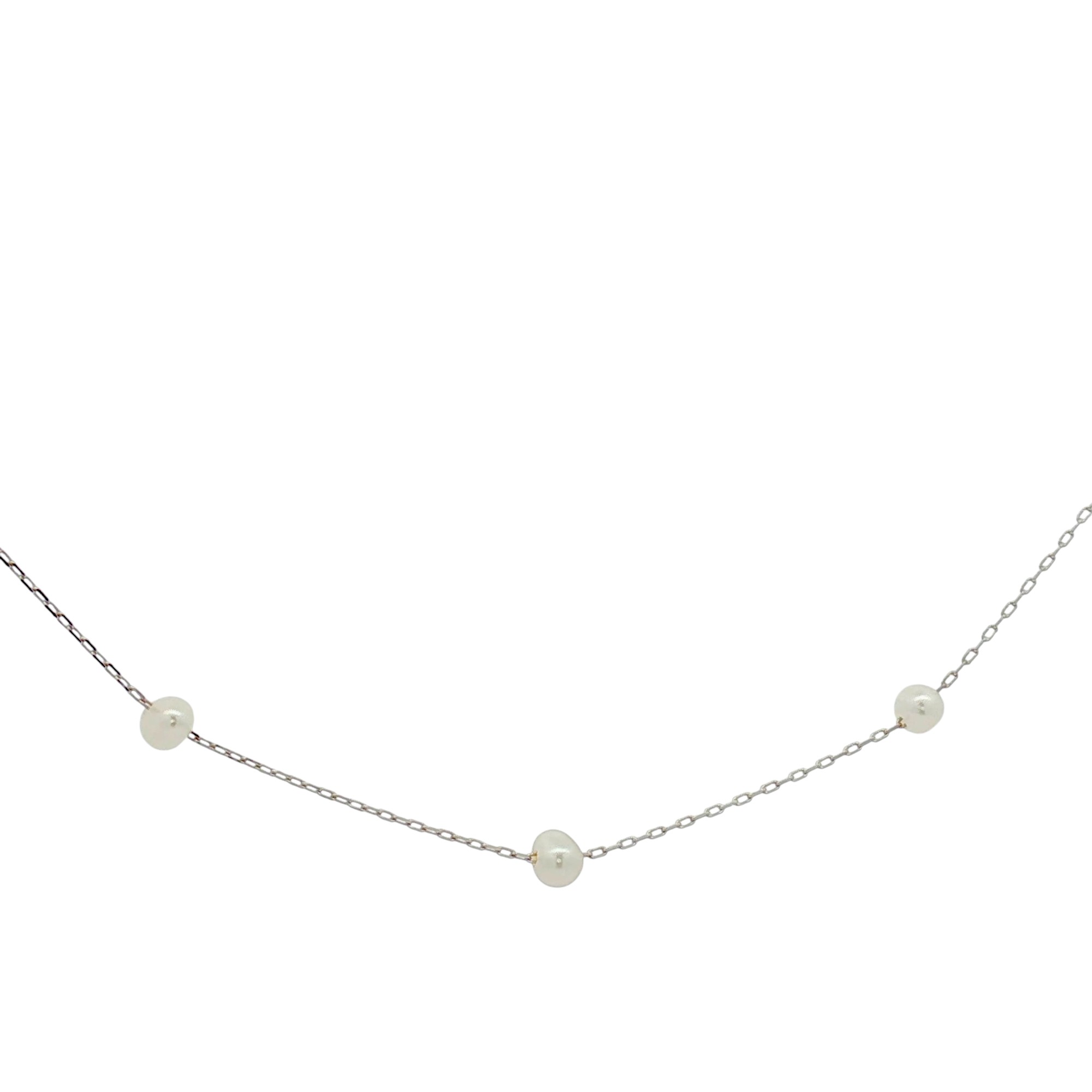 สร้อยคอเงินชุบโรเดียมงานมงคล ไข่มุก12 เปอร์เซ็น: งานเงิน 92.5%