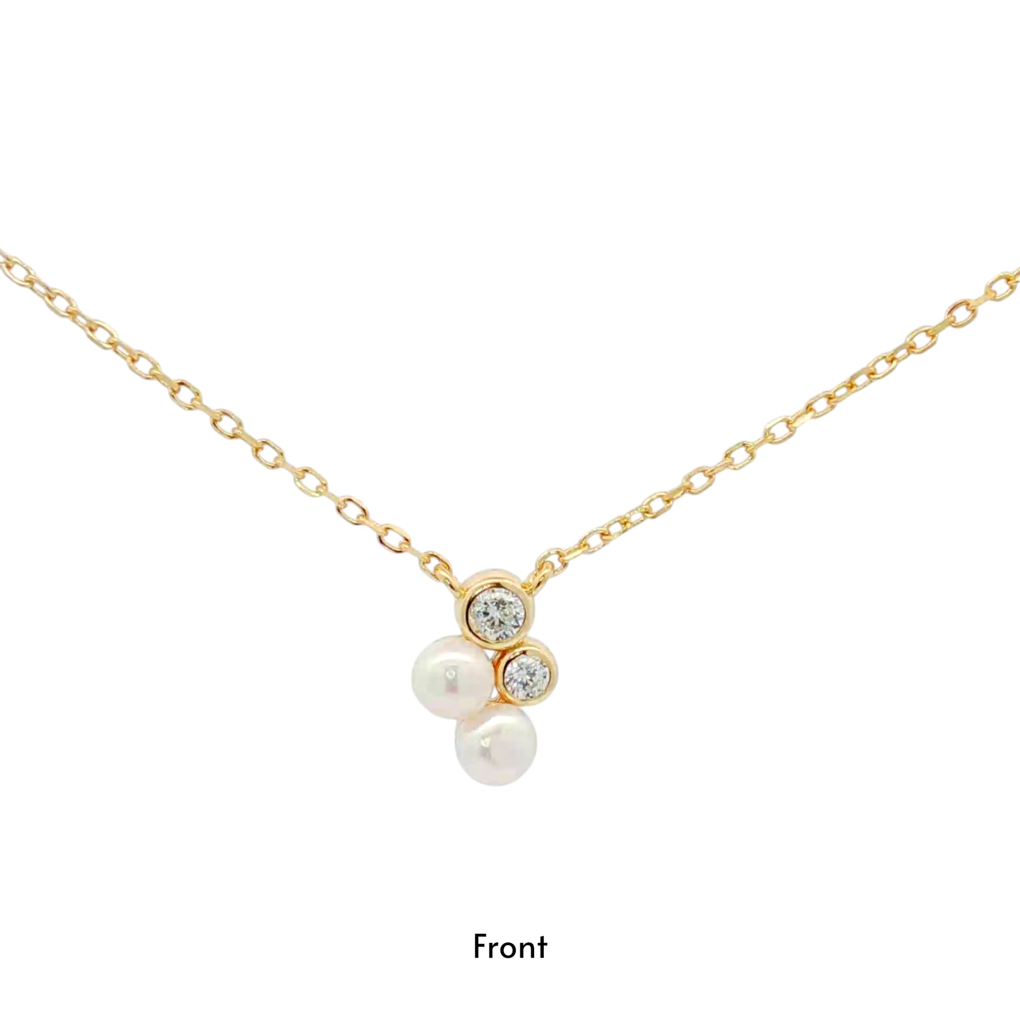 สร้อยคอเงินชุบGงานมงคล ไข่มุก2CZ เปอร์เซ็น: งานเงิน 92.5%