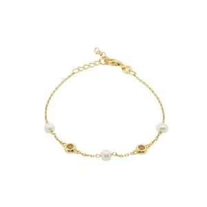 สร้อยข้อมือเงินชุบGงานมงคล ไข่มุก3CZ เปอร์เซ็น: งานเงิน 92.5%