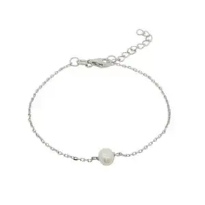 สร้อยข้อมือเงินชุบโรเดียมงานมงคล ไข่มุก6มิล เปอร์เซ็น: งานเงิน 92.5%