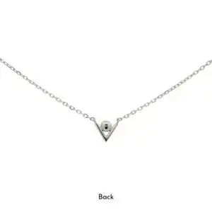 สร้อยคอเงินชุบโรเดียมงานมงคล ไข่มุก1CZ ตัวV เปอร์เซ็น: งานเงิน 92.5% - Image 2