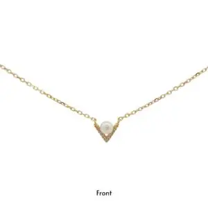 สร้อยคอเงินชุบGงานมงคล ไข่มุก1CZ ตัวV เปอร์เซ็น: งานเงิน 92.5%