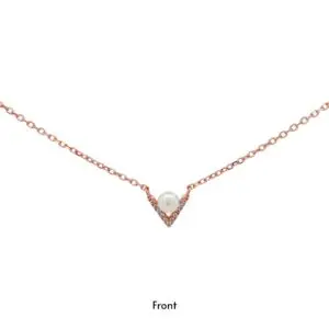 สร้อยคอเงินชุบPGงานมงคล ไข่มุก1CZ ตัวV เปอร์เซ็น: งานเงิน 92.5%