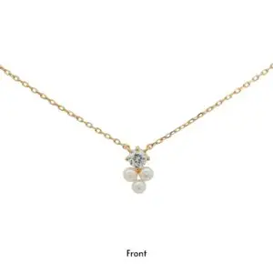 สร้อยคอเงินชุบGงานมงคล ไข่มุก3CZ เปอร์เซ็น: งานเงิน 92.5%