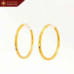 ต่างหูห่วงกลม ครึ่งสลึง ทองคำแท้ 96.5% ห่วงจิกเพชร