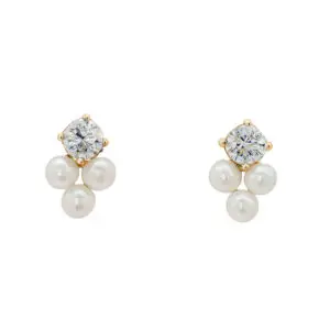 ต่างหูเงินชุบGงานมงคล ไข่มุก3CZ เปอร์เซ็น: งานเงิน 92.5%