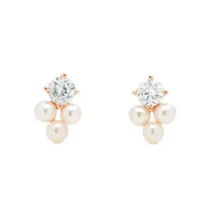 ต่างหูเงินชุบPGงานมงคล ไข่มุก3CZ เปอร์เซ็น: งานเงิน 92.5%