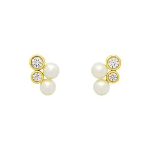 ต่างหูเงินชุบGงานมงคล ไข่มุก2CZ2 เปอร์เซ็น: งานเงิน 92.5%