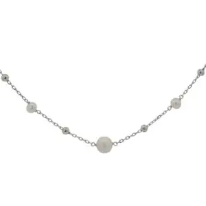 สร้อยคอเงินชุบโรเดียมงานมงคล ไข่มุก21 สร้อยยาว เปอร์เซ็น: งานเงิน 92.5%