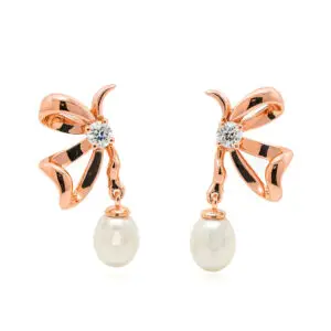 ต่างหูเงินชุบPGงานมงคล เปลือกมุกโบว์ เปอร์เซ็น: งานเงิน 92.5%