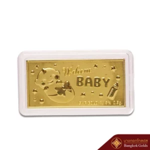 Bangkok Golds ทองแผ่น ทองคำแท้ 96.5 % Welcome Baby น้ำหนัก 0.5 กรัม มีใบรับประกัน - Image 5