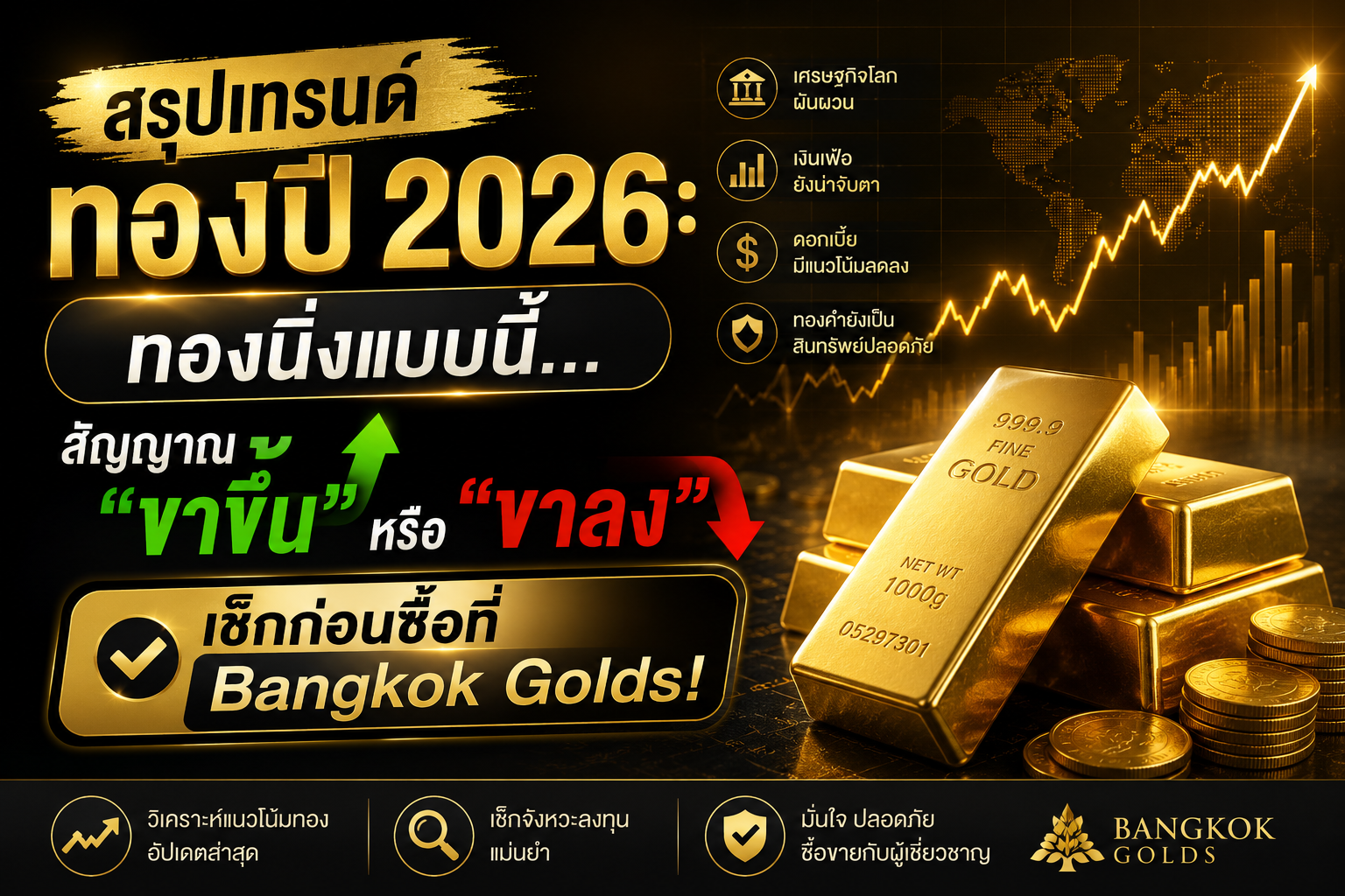 สรุปเทรนด์ทองปี 2026: ทองนิ่งแบบนี้... สัญญาณ "ขาขึ้น" หรือ "ขาลง"? เช็กก่อนซื้อที่ Bangkok Golds!