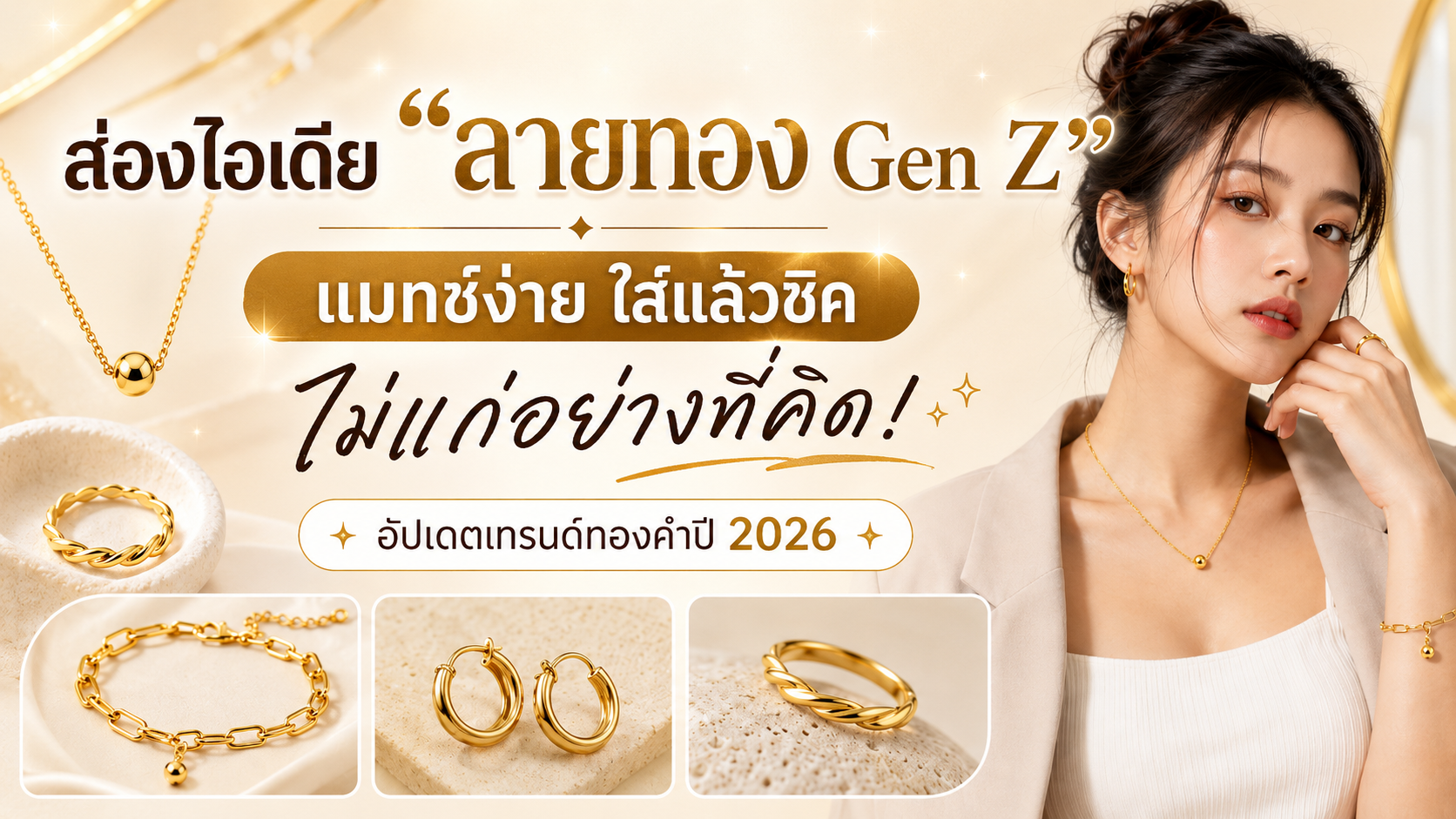 ส่องไอเดีย “ลายทอง Gen Z” แมทช์ง่าย ใส่แล้วชิค ไม่แก่อย่างที่คิด! อัปเดตเทรนด์ทองคำปี 2026